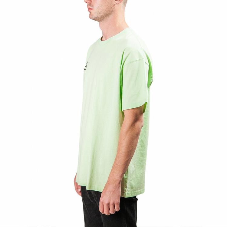 Nike Camiseta de Manga Corta con Logo ACG para Hombre Tops Verde Amarillo BQ7342-701