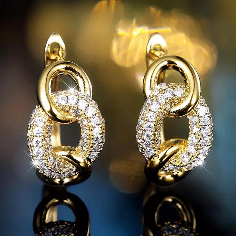 Exquisite Sweet Cool Street Pography With Zircon Inlaid Women'S Ear Buckle Shining Sweet Fashion Simple Accessories