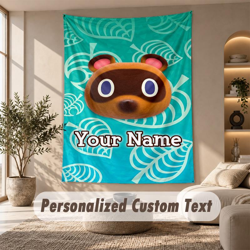 Tapestry Custom Name Text, Wall Hanging Tapestry Home Room DecorAnimal Crossing