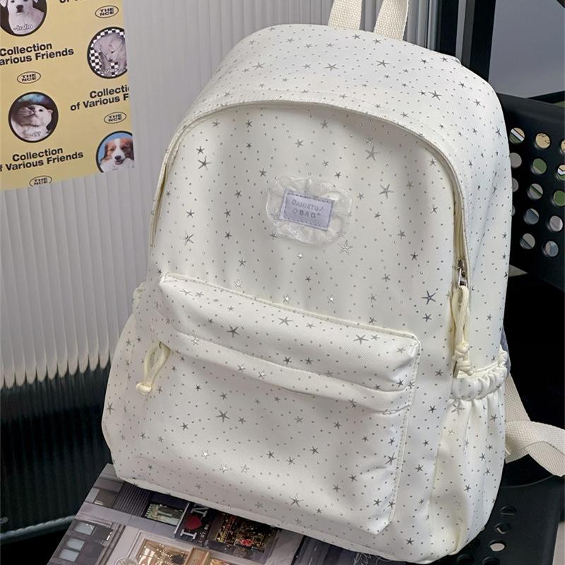 Schoolbag New School Bag Women's Large Capacity Backpack Junior High School High School Students Full of Stars Fashion Lightweight Casual Backpack