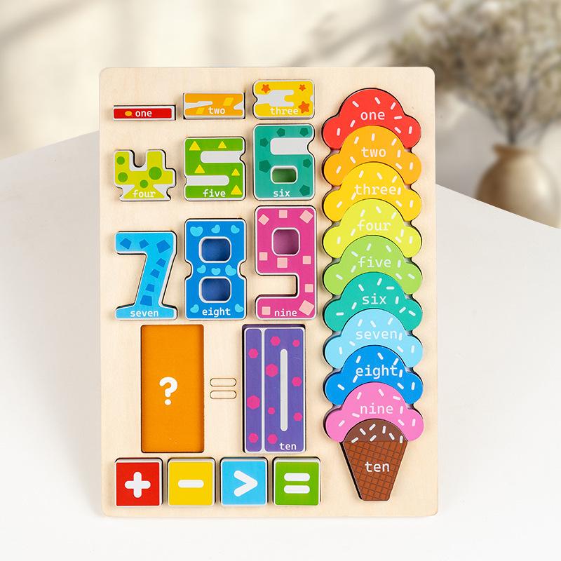 Kids' Wooden Number Puzzle and Large Building Blocks – Early Learning Toy