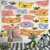 Colorful Cute Pet Faces Pattern Pattern Wall Hanging Tapestry Decorative Tapestry Home Decor for Bedroom and Living Room
