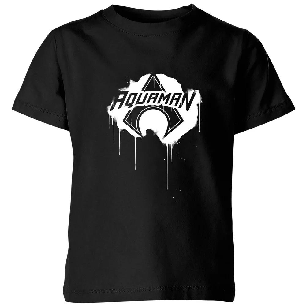 Justice League Graffiti Aquaman Kids  T-Shirt - Black - 3-4 Years 130