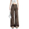 2024 Women's High-Waisted Leopard Print Wide-Leg Jeans for Petite - Autumn/Winter Collection