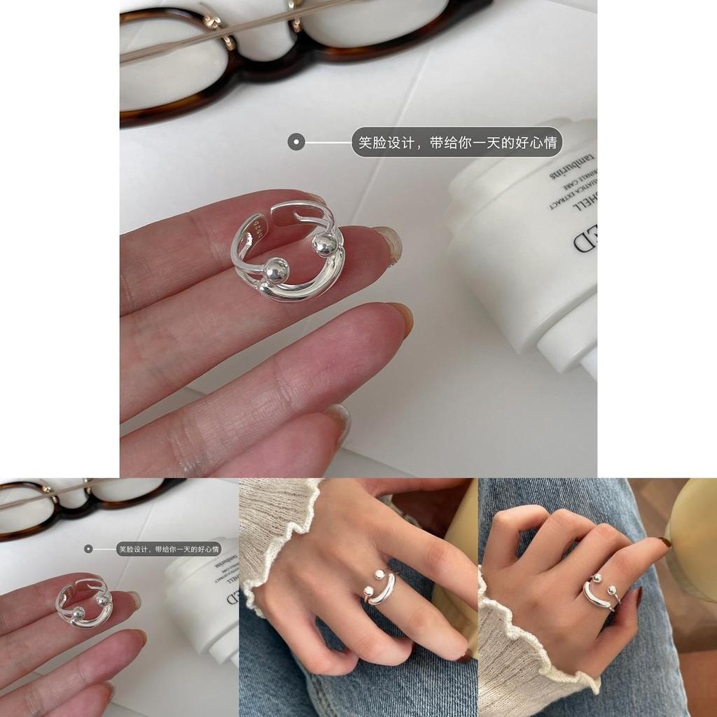 Chic Ins Style Smiley Face Ring For Women Elegant Dual Layer Adjustable Design