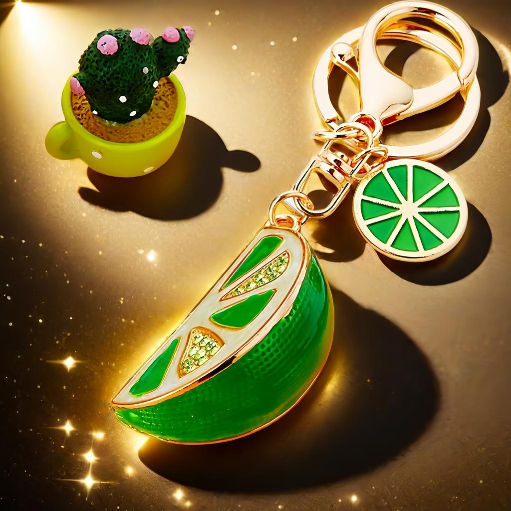 Rhinestone Imitation Fruit Lemon Car Cute and Creative Charm for Women Metal Gift Bag Charm