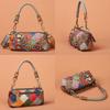 Cowhide Women'S Bag Handmade Design Personalized Flower Color Contrasting Color Dinner Shoulder Messenger Bag Hand Bag