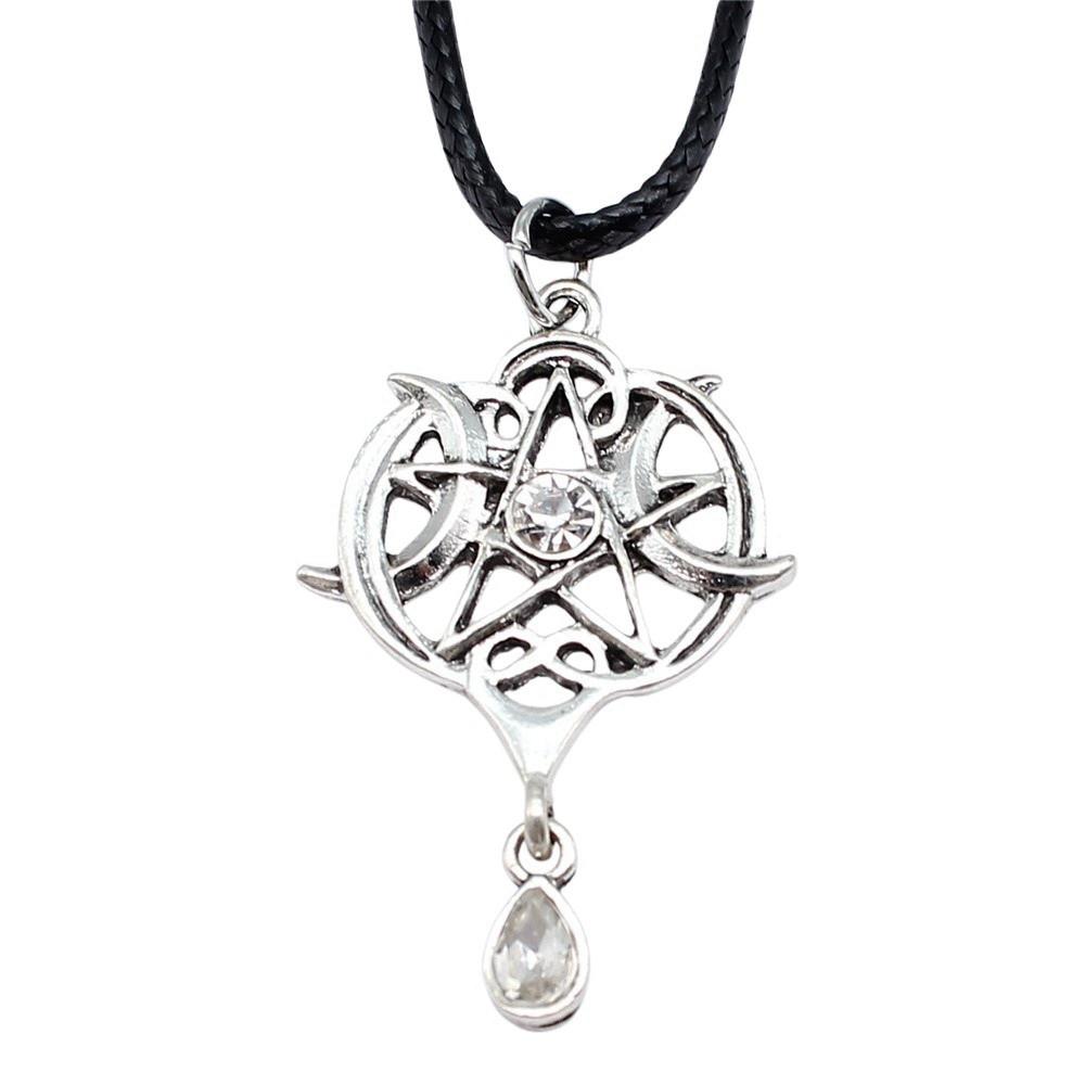 Star Pendant Necklace Vintage Minimalist Moon Sun Charms Cosmic Jewelry With 45cm Leather Chain