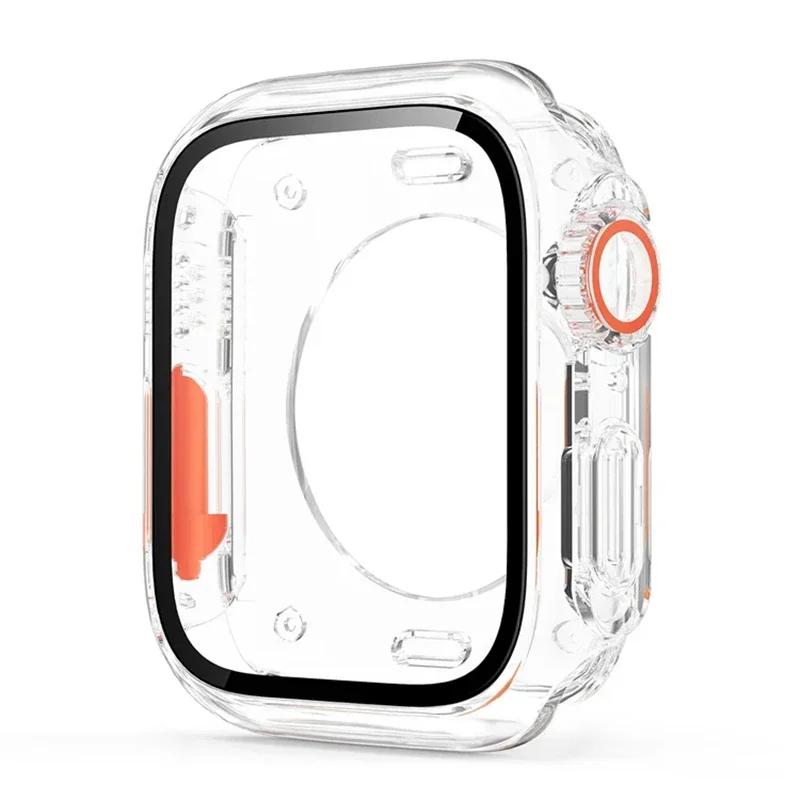

Screen Protector Cover for Apple Watch 46mm 42 45 44 40 41mm Hard PC Front Rear Bumper Case iwatch11 10 987SE654 Change To Ultra Series7 8 9 41mm прозрачный