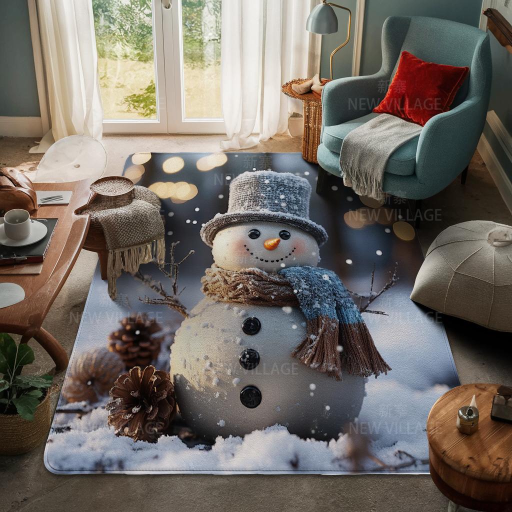 House Entrance Carpet Home Door Mat Living Room Bath Foot Bathroom Non-slip Water Absorption Rugs Bath Merry Christmas Winter