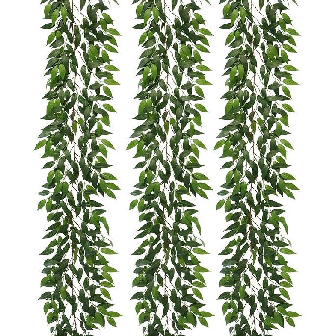 3 Strands Odorless Artificial Ivy Vines Kit, 71" Silk Ivy Garland with Green Leaves, Fake Hanging Plants Greenery Decoration for Bedroom, Windows,