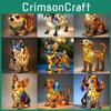 Cat Dog For Night Stands Table Lamps Stained Resin Tabletop Decoration Light