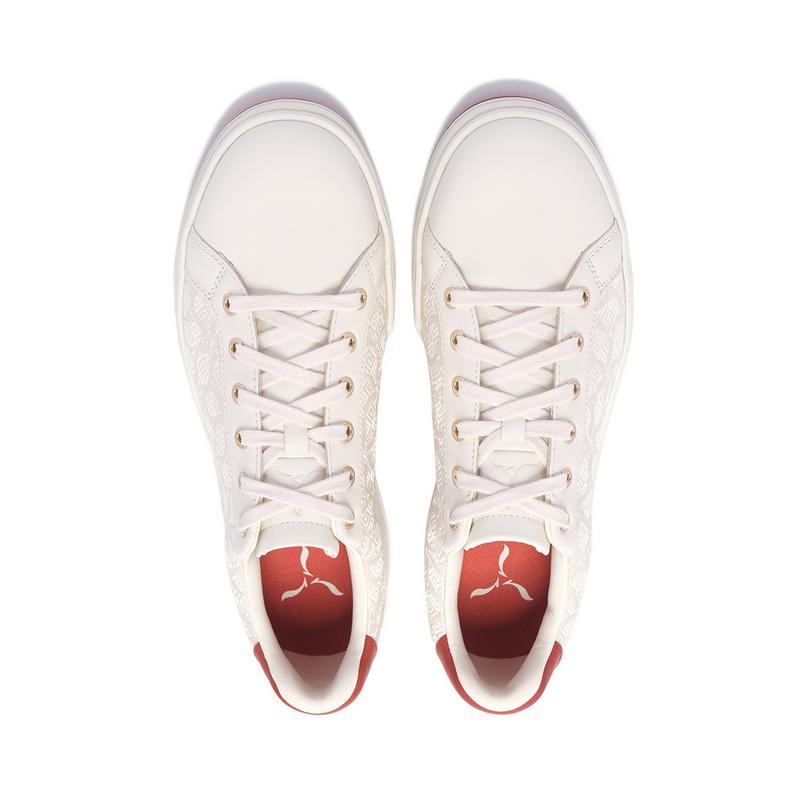 Li-Ning 1990 Fashion Casual Slip-Resistant Durable Low-Top Skate Shoes Women sneaker White Red ALHV054-1