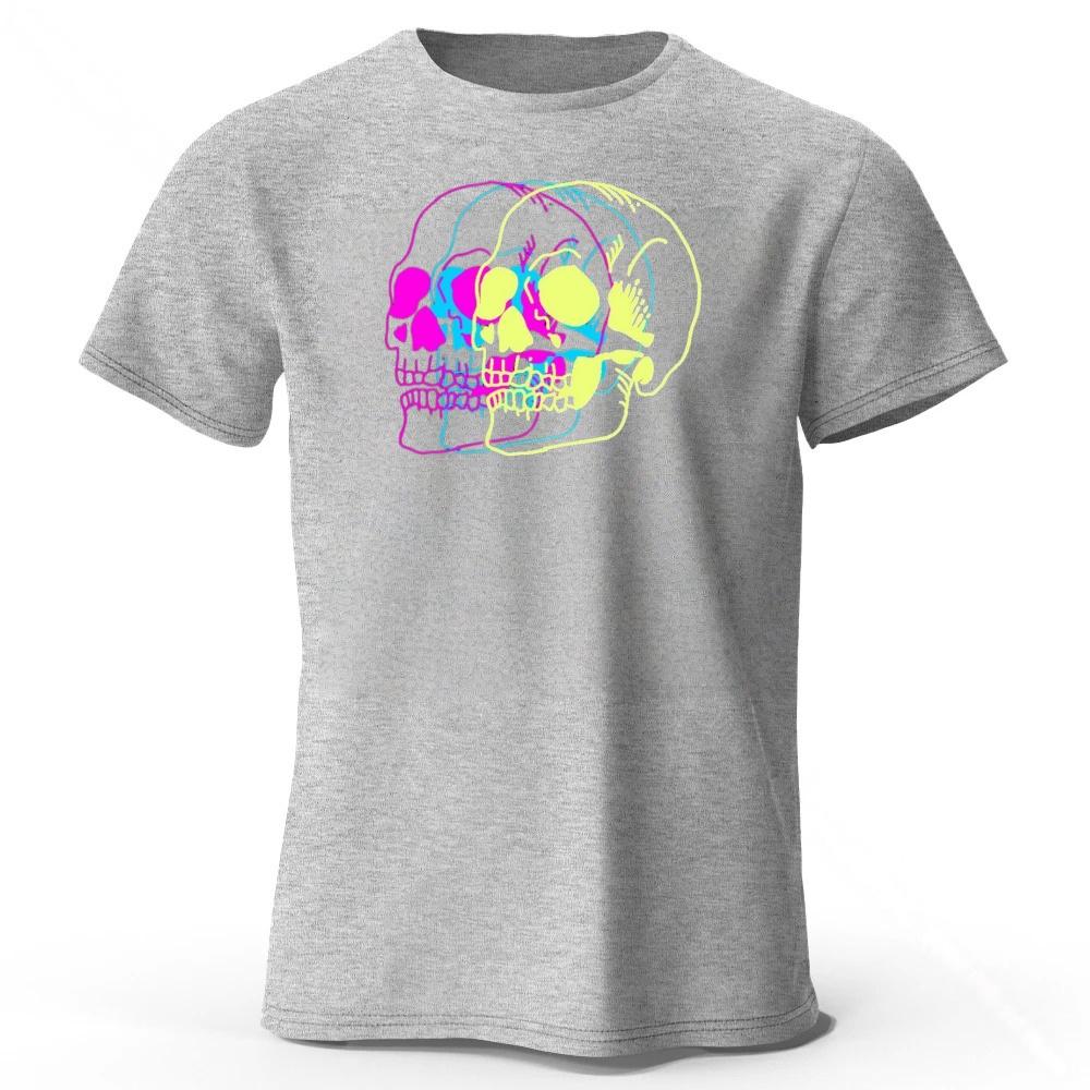 Summer New Psychedelic Skull Monster Pure Cotton Short Sleeved Casual Men Loose Oversized Comfortable Breathable Sports Tshirt
