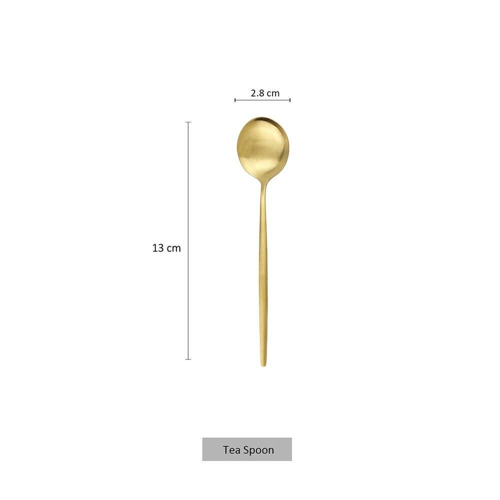 4Pcs Gold Matte Tea Spoon Cutlery Stainless Steel Coffee Spoon Silverware Small Stirring Spoon Tableware Kitchen Flatware