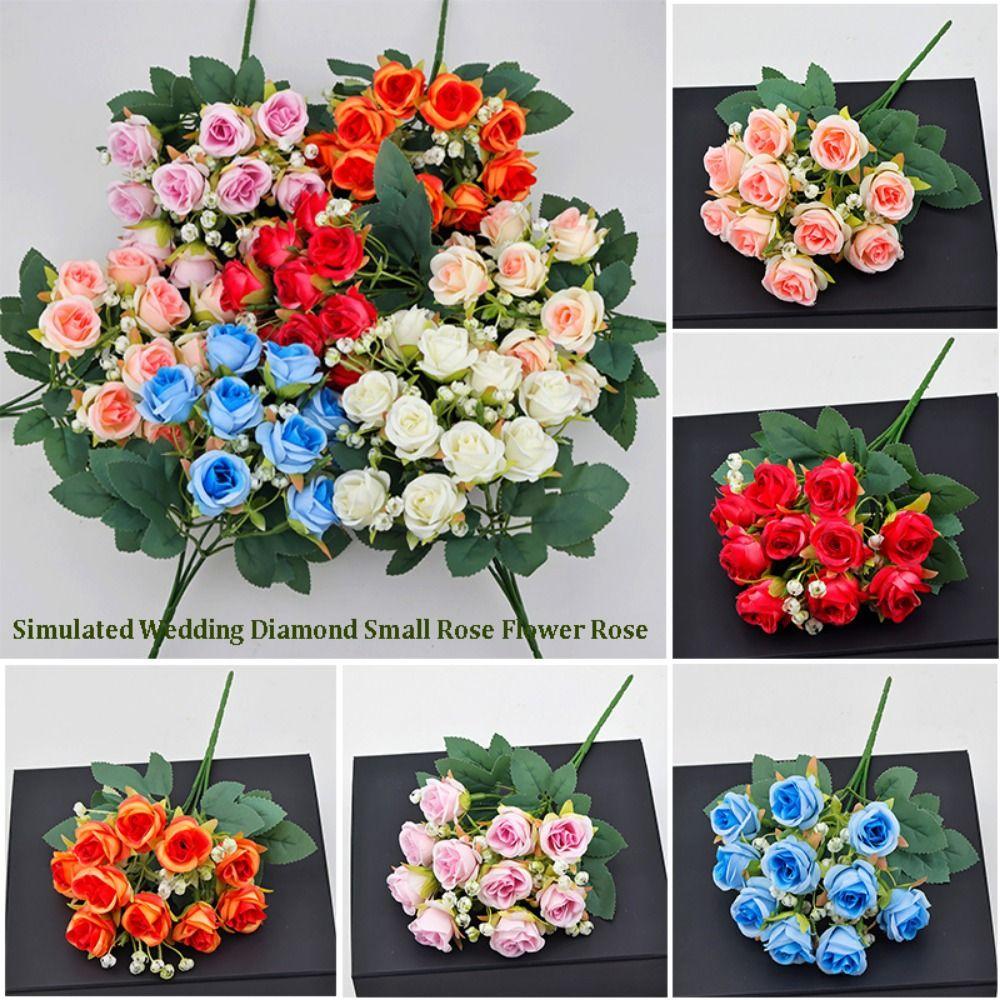 7 Colors Simulated Diamond Rose Flower DIY Party Decoration Festival Supplies Vintage Silk Rose Small Artificial Rose Flowers