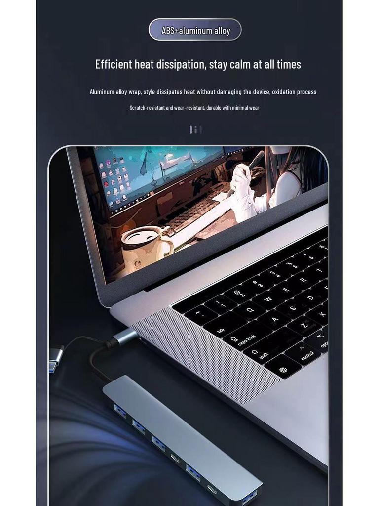 USB 3.0 Acht-in-Eins Typ-C Hub: Erweiterungsdock mit SD/TF-Kartenleser und Audio.