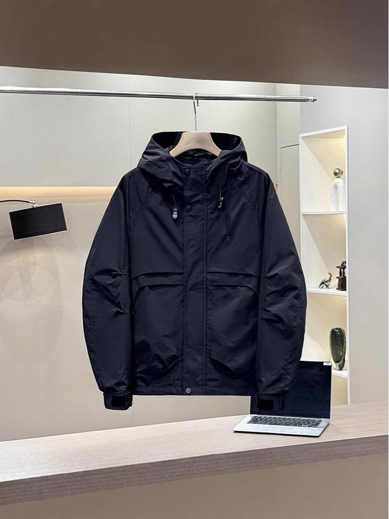2025 Spring Men's Versatile Hooded Windbreaker Jacket Coat – Trendy Workwear Style for Autumn