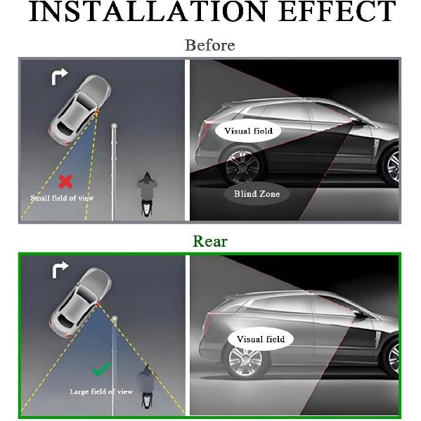 2 PCS Car Blind Spot Mirror, Fan Shaped HD Glass Convex 360° Rotating Wide Angle Side Mirror, Frameless Car Blindspot Mirror for Larger Image and