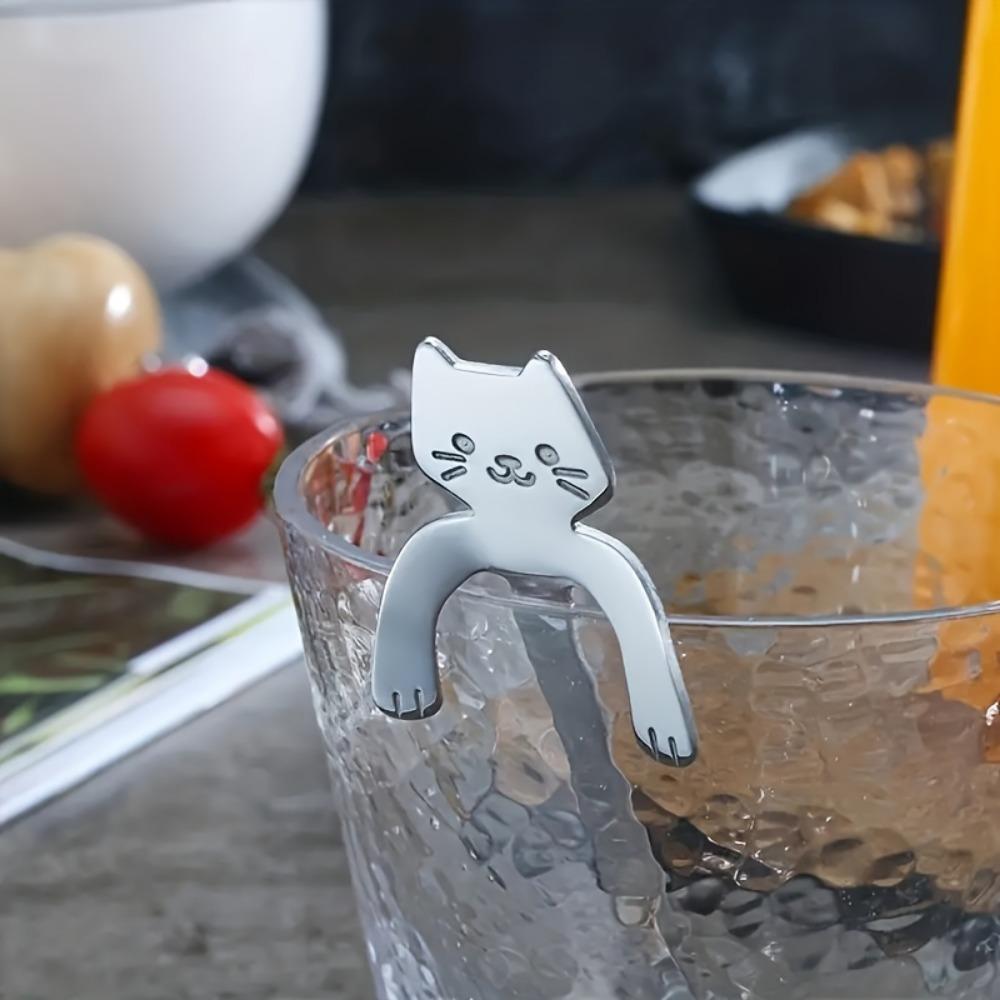 1PCS Stainless Steel Cute Mini Cat Spoon for Tea, Coffee, Dessert, Sugar, Ice Cream,
