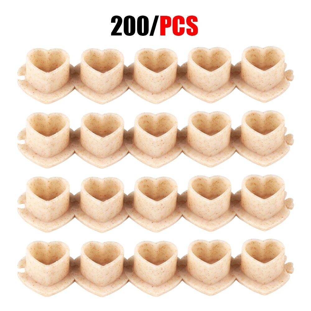 

Чернила для татуировки, основание в форме сердца, экологически чистые, 200 шт., биоразлагаемые одноразовые колпачки для пигментов, аксессуары для татуировок белый