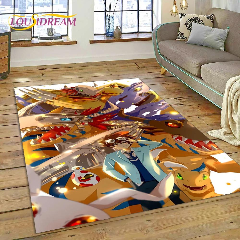 Retro Digimon Adventure Monster Cartoon Carpet Rug for Bedroom Living Room Home Sofa Decoration,Child Game Large Decor Floor Mat