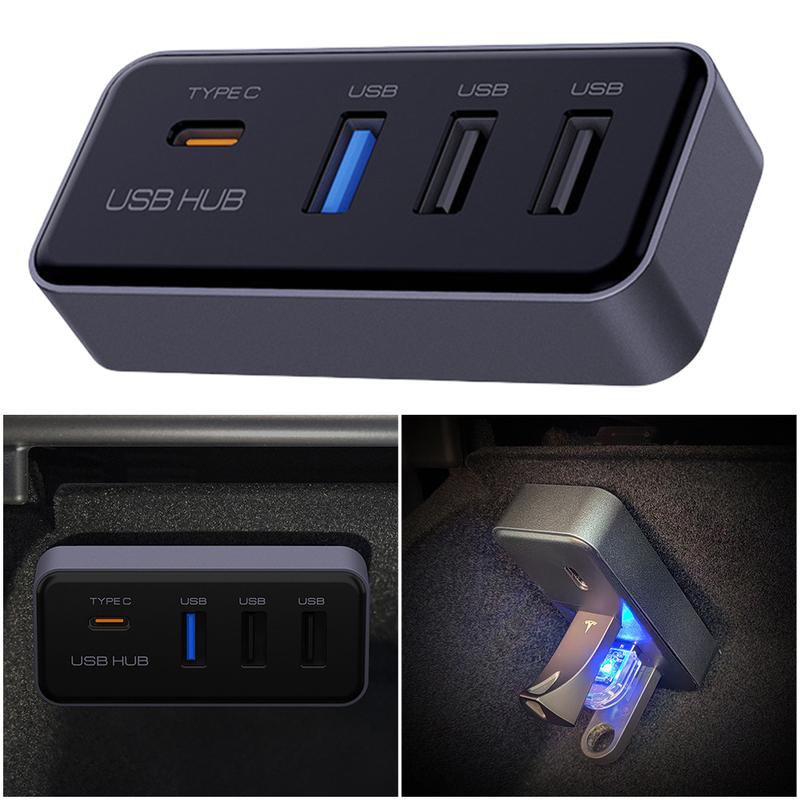 4-in-1 Glove Box USB Hub Docking Station Expansion Dock for TESLA Model 3 Model Y Car Accessories