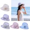 Women's Fashionable Mesh Sun Hat Flower Decoration Portable and Comfortable for Lady, Ideal for Travel