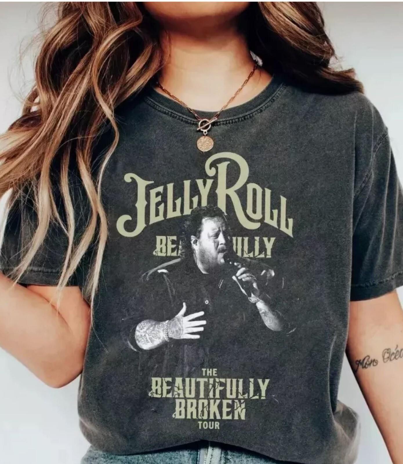 

26 Jelly Roll 2024 Concert Shirt The Beautifully Broken 2024 Free Shipping Unisex T-Shirt XXXXL