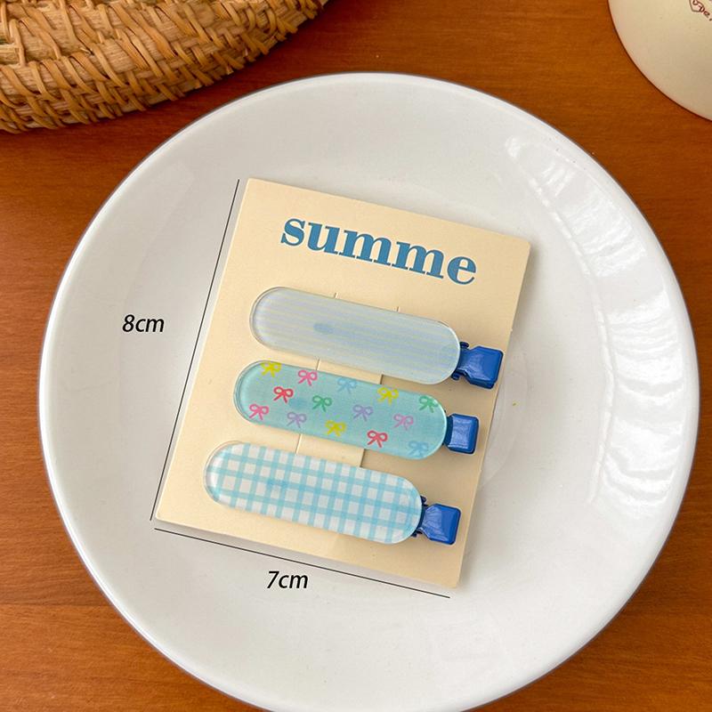 3Pcs/Set Candy Color Hair Bang Clip Summer Hairpin Acrylic Barrette Hair Side Clamp For Girl Hair Accessories