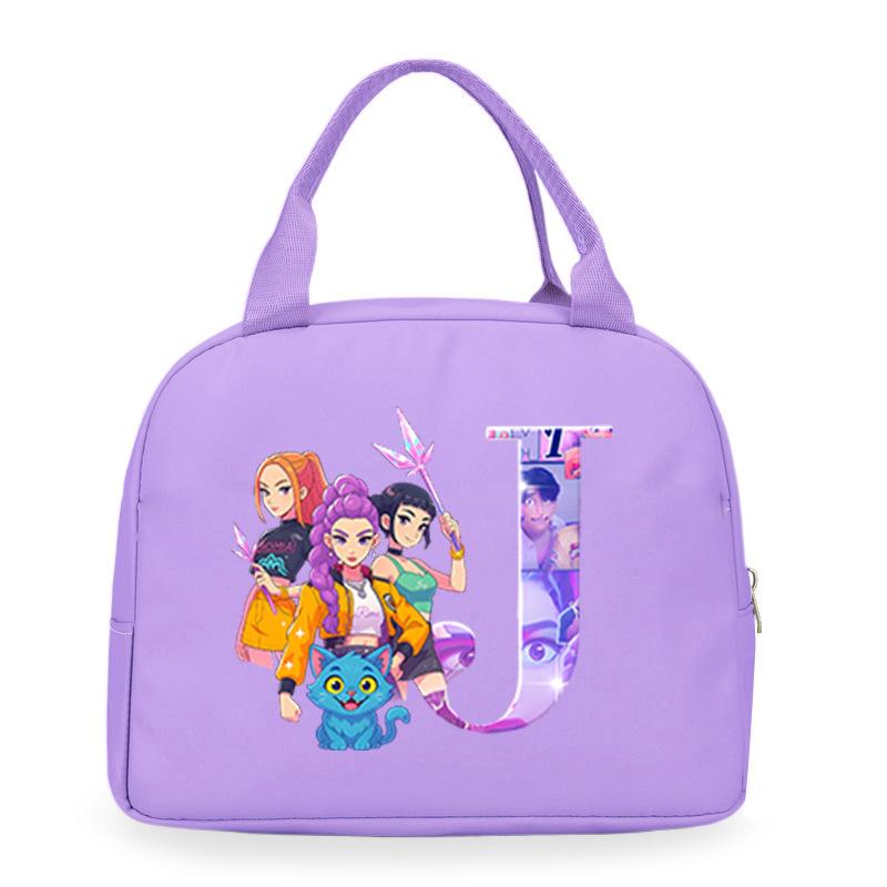 Trend Kpop Anime Cartoon Peripheral 26 Letter Printing Bento Bag Commuter Portable Lunch Box Bag