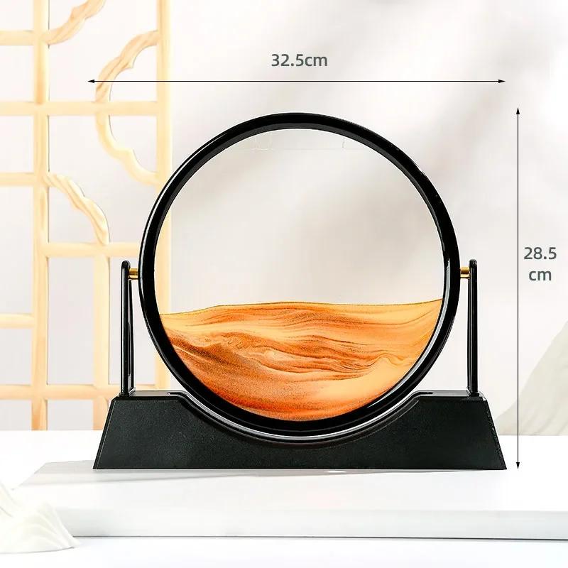 Rotatable Sandscape Moving Sand Art Picture Round Glass Deep Sea Quicksand 3D Hourglass Flowing Sand Painting Home Decor Gifts