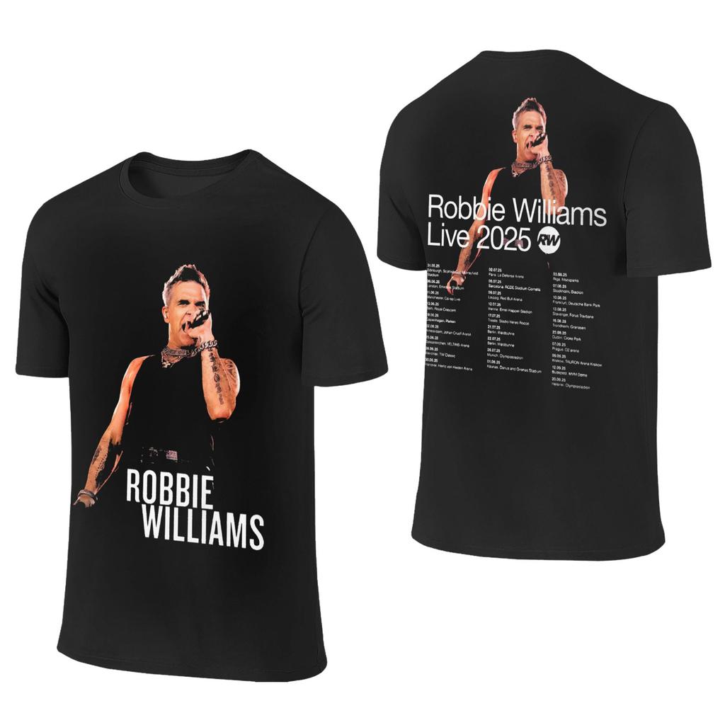 Robbie Williams Live 2025 Tour Concert Apparel Men Women T Shirt Cotton Tee Graphic Printing  T-shirt Clothing