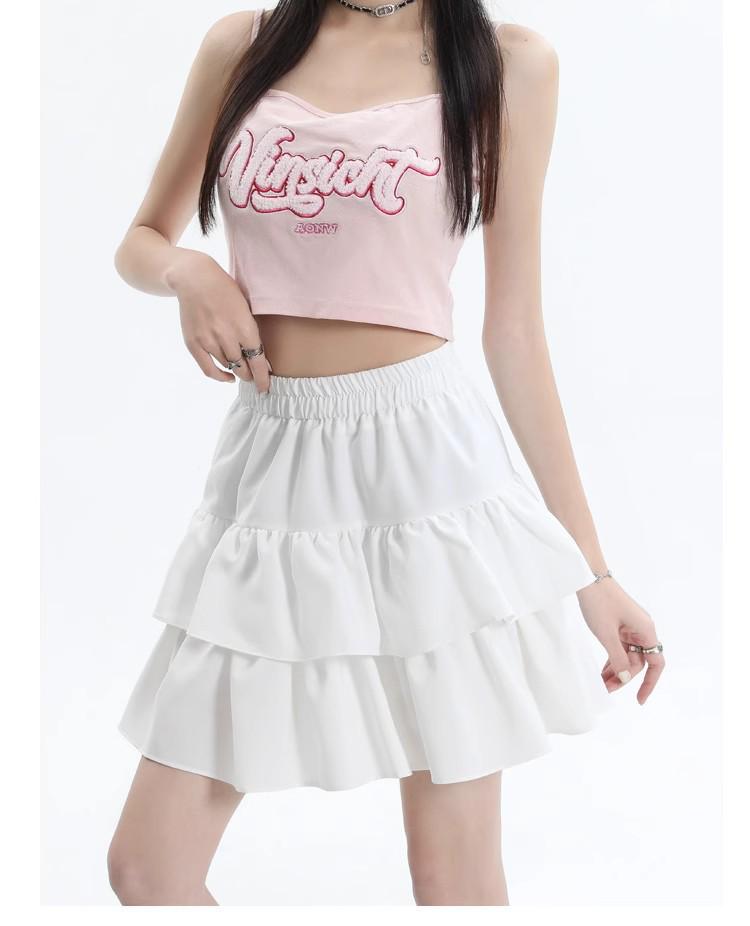 Black High Waist A-line Puffy Skirt for Women, Summer 2026 Trendy Short Umbrella Cake Skirt