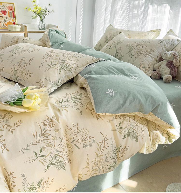 128x68 Pure Cotton Fresh Small Floral Print Four-Piece Dorm Bedding Set