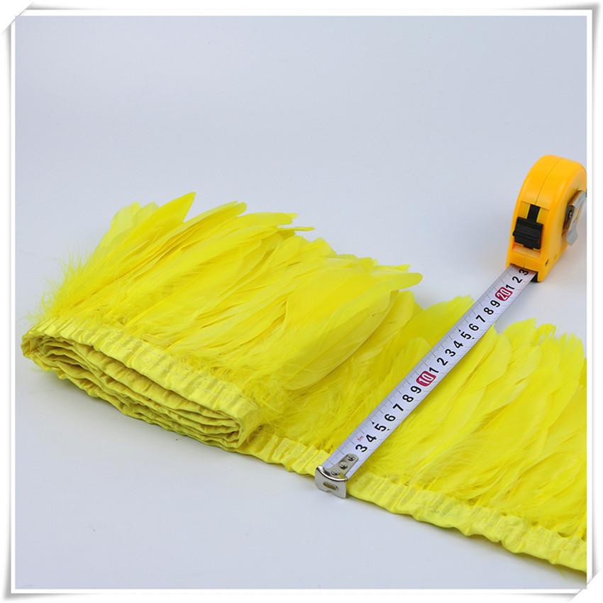 High Quality Multicolor Goose Feather Trims 2yards 6-8inches/15-20cm Fringed Feather Trim for Skirt/costumes Ribbon Feathers