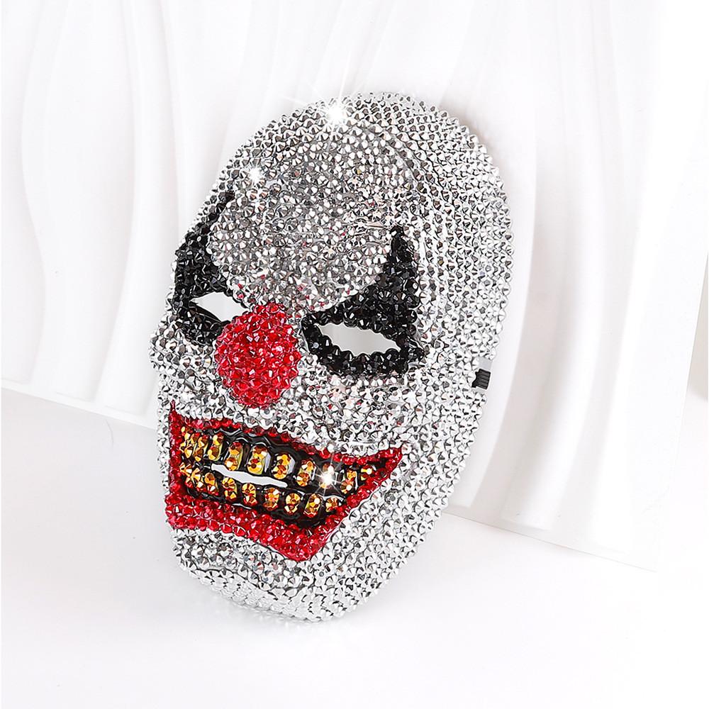 Masque Tête de Mort Argenté à Strass pour Fêtes Costumées d'Halloween