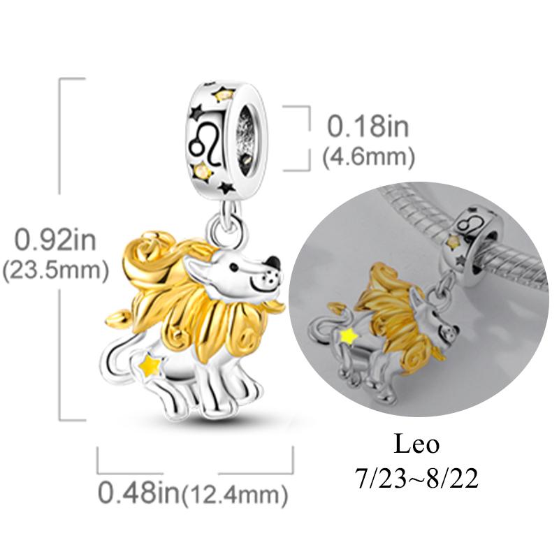 12 Zodiac Signs Fluorescent Twelve Constellations Star Shape Sign Copper Bead Charms Charm Bead Charms Fit Authentic Bracelets Neckalce Charm Pendant