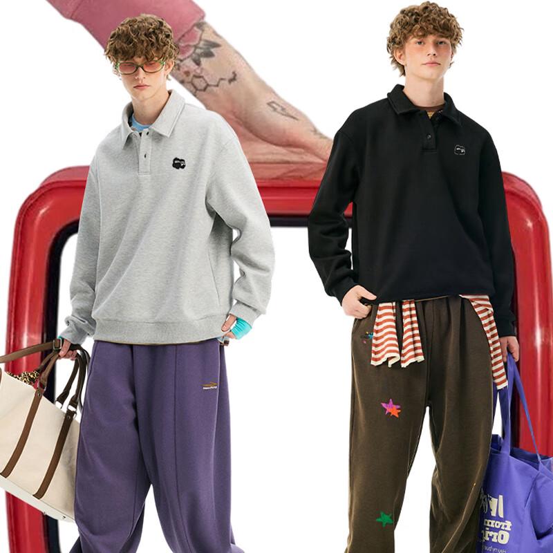 Fingercroxx IT Men's Fleece-Lined Loose Fit Lapel Sweatshirt