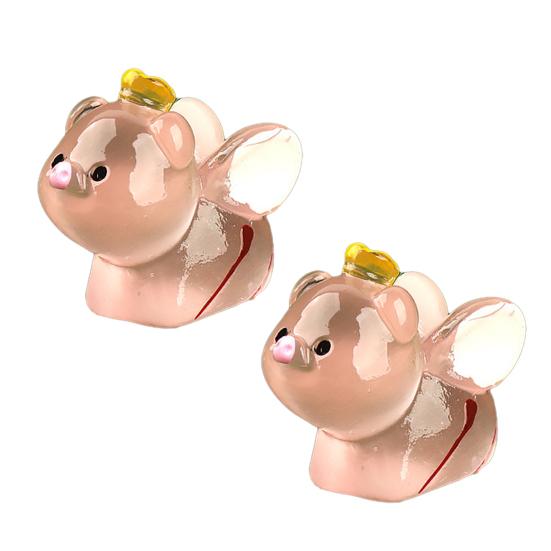 2Pcs Mini Bee Shaped Animals, Glow in The Dark Resin Animals Figures, Small Miniature Animals, Cute Tiny Animals Figurines for Fairy A