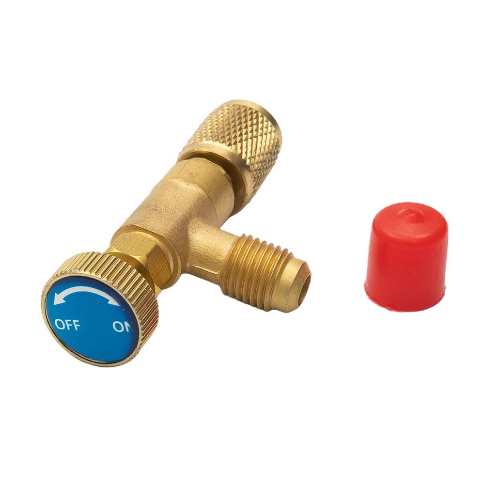 1 PZ Valvola di Sicurezza al Fluoro per Condizionatore d'Aria Adattatore A/C Anti-Perdite d'Aria Ottone