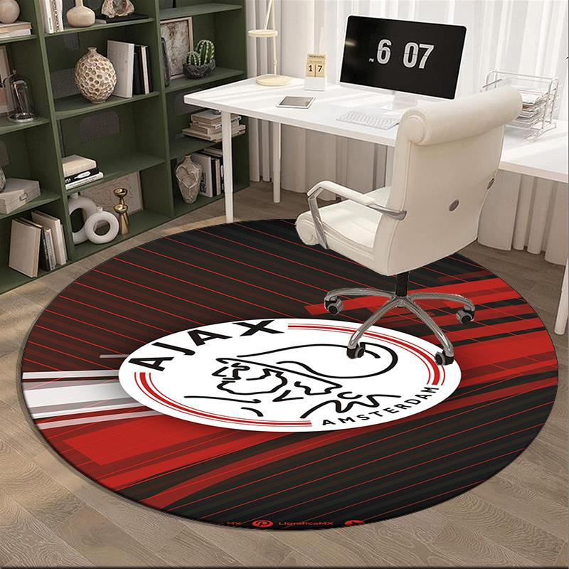 AFC Ajax Emblem Design Round Rug for Livingroom,Bedroom, Palyroom, Chair Rug, Area Rug, Circle Carpet, Large Size Fan Christmas Gift