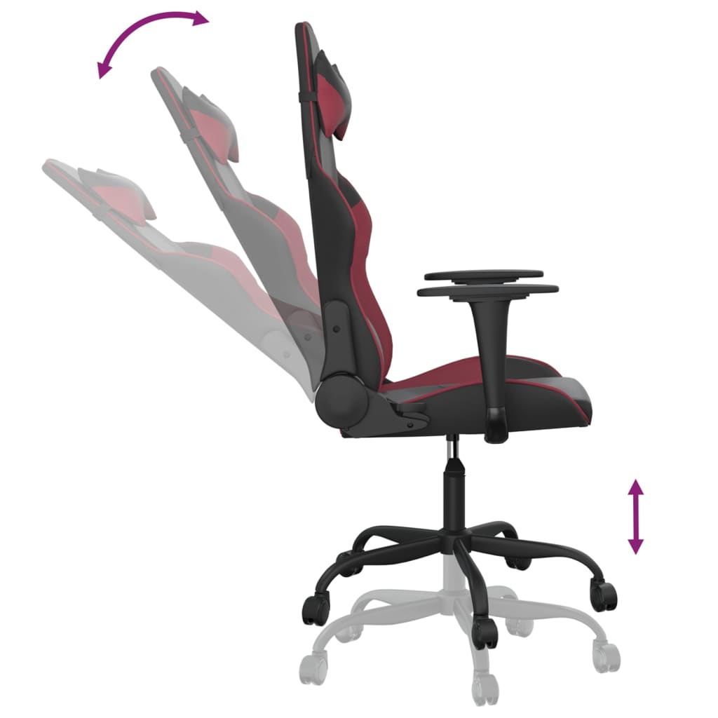 Gaming Chair Black and Burgundy Faux Leather