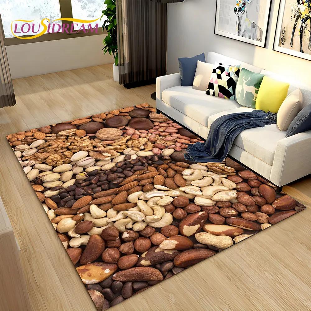 Vegetable Grains Spice Fruit Seasoning Area Rug,Carpet Rug for Living Room Bedroom Sofa Doormat Kitchen Decor,Non-slip Floor Mat
