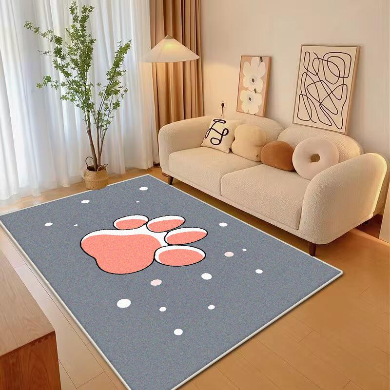 Stile Semplice Carino Disegno Animato Tappeto per Soggiorno Antiscivolo Impronte di Animali Morbido Tappeto per Camera da Letto Soffice Tappetino per Tavolo Divano Lavabile