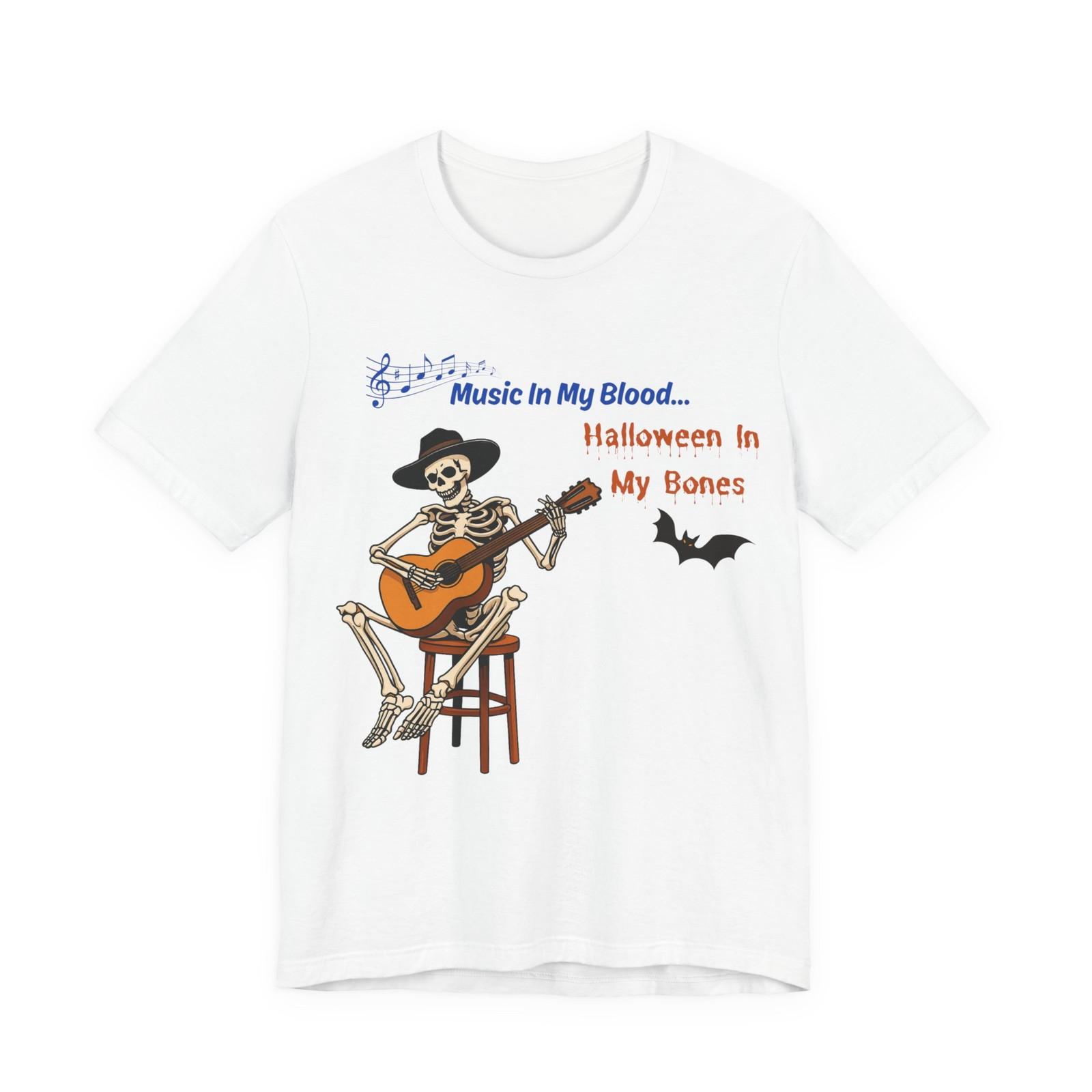 Funny Guitar Player T-Shirt, Music Skeleton Tee, Halloween Shirt, Unisex Bella S разноцветный