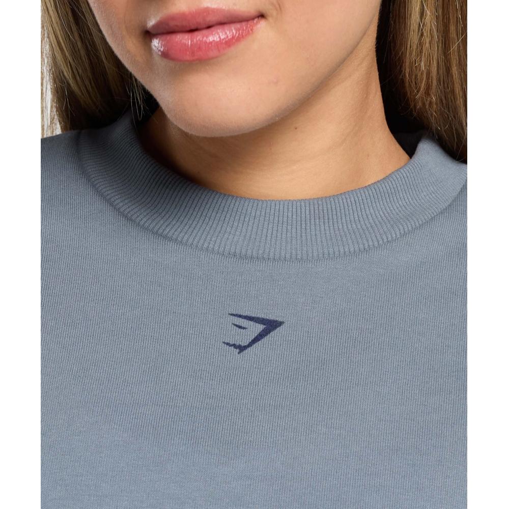 Gymshark Campus Classics Graphic Sweatshirt Iron Blue B2b1z Uctm
