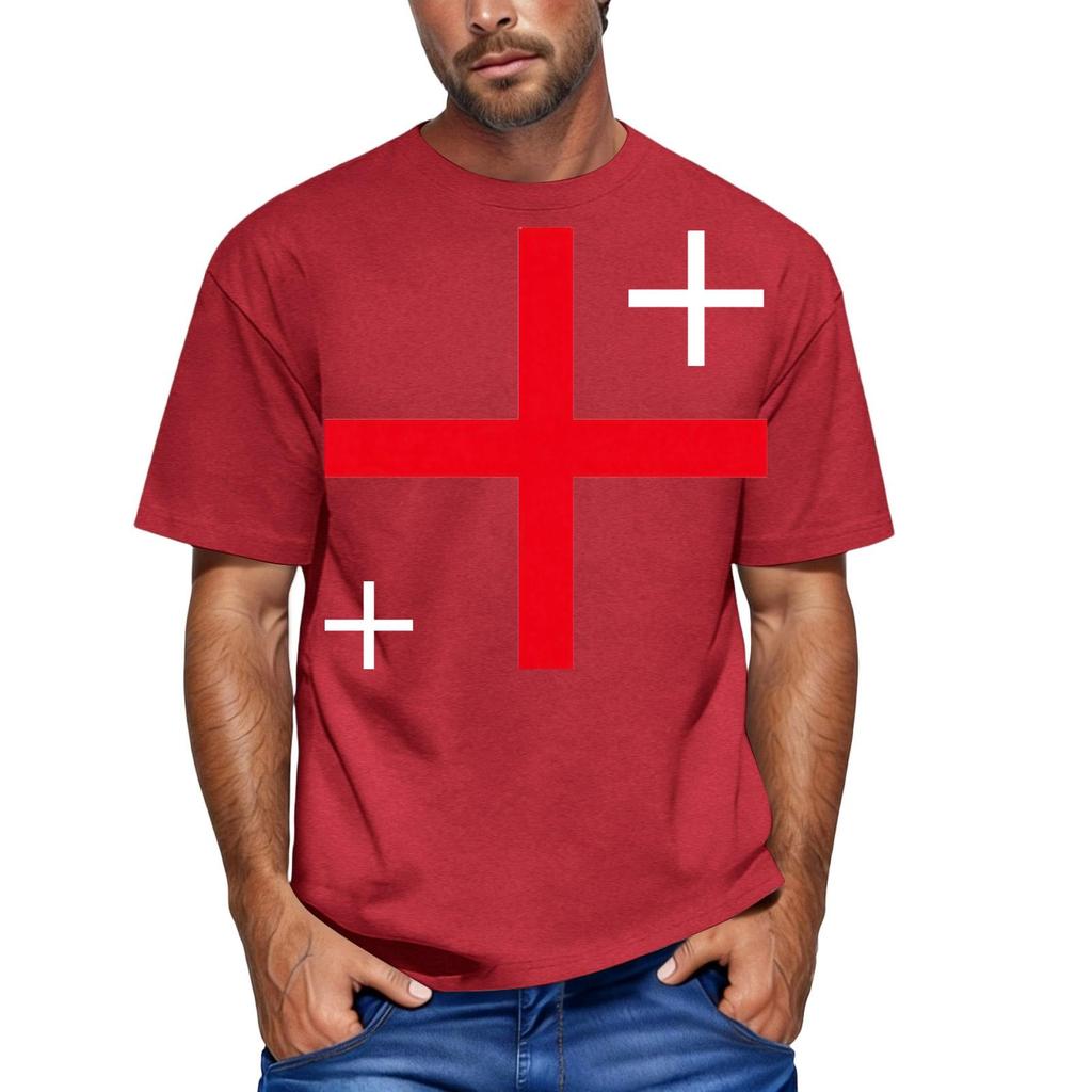 Men's Casual Short Sleeve Crew Neck T Shirt with England Inspired Graphic Print Comfortable Fit Lightweight Fabric Suitable for Everyday Wear