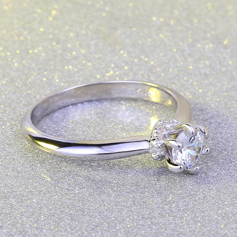 Zircon Ring for Women  European and American Fashion Simple Flower Pair Rings Rings  Zircon Copper Jewelry