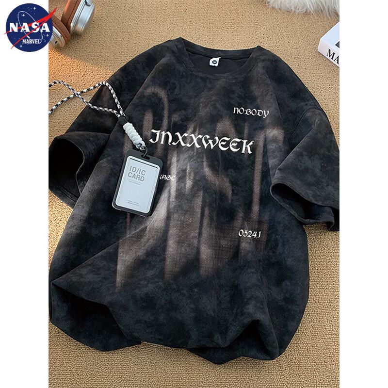 NASA MARVEL Men s Tie-Dye Letter Print Short Sleeve T-Shirt XL